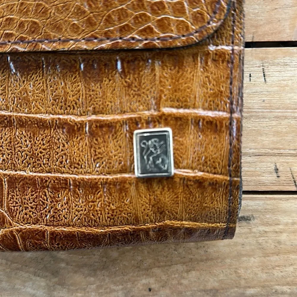 Amelia Berko Italian VTG. Brown Leather Crocodile Crossbody Bag